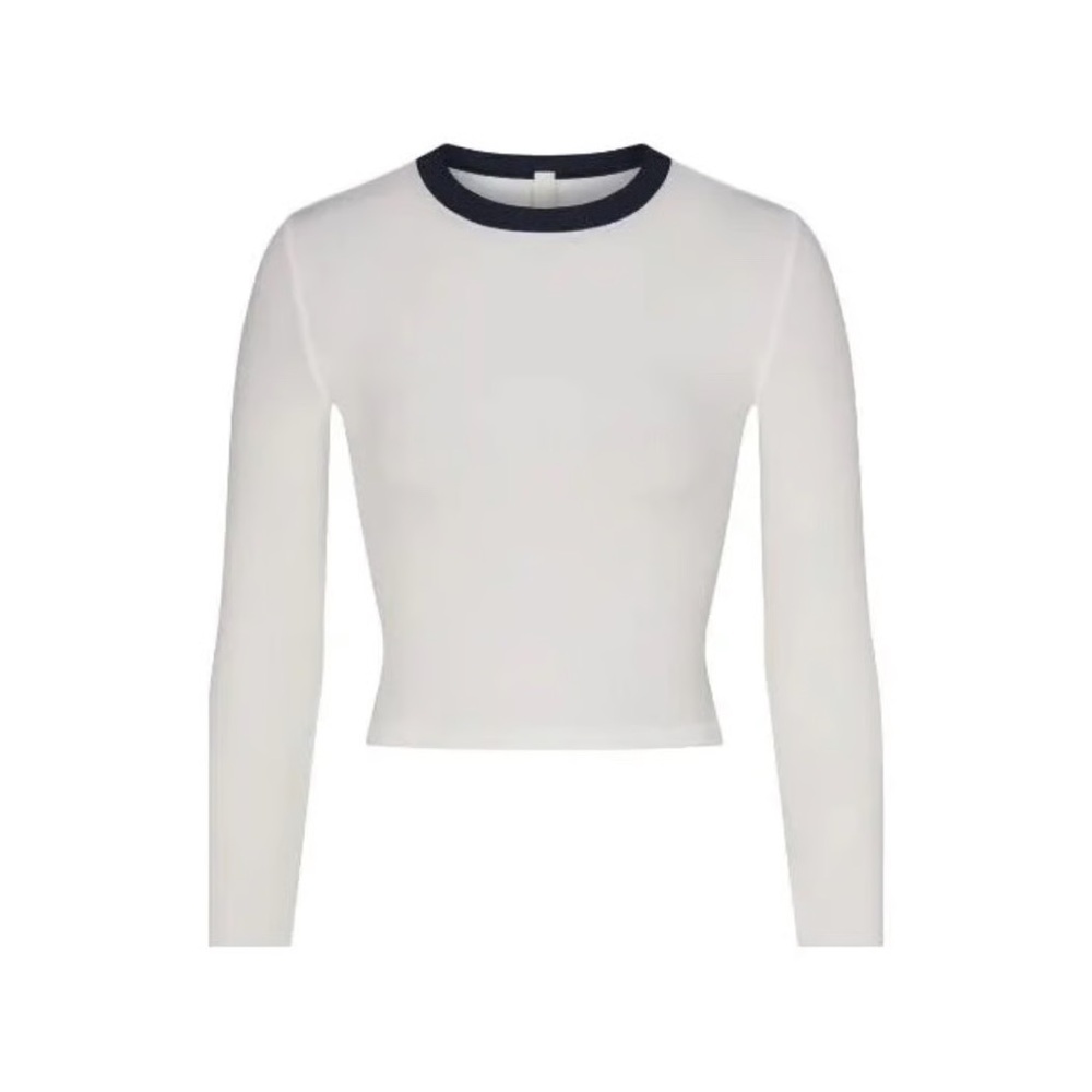 NWT SKIMS Soft Lounge Ribbed Crop Long Sleeve in Marble Multi -  M